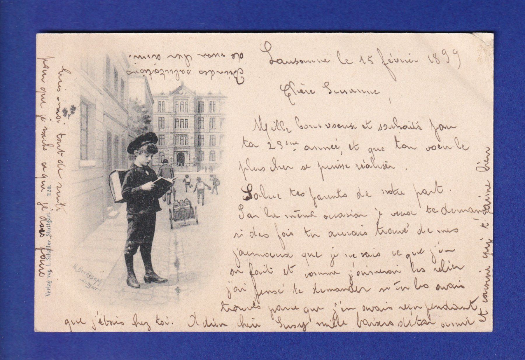 Cartoline postali: ENFANT - Ecolier - 1899 – Usato da Pully venduto da nicecards-shop
