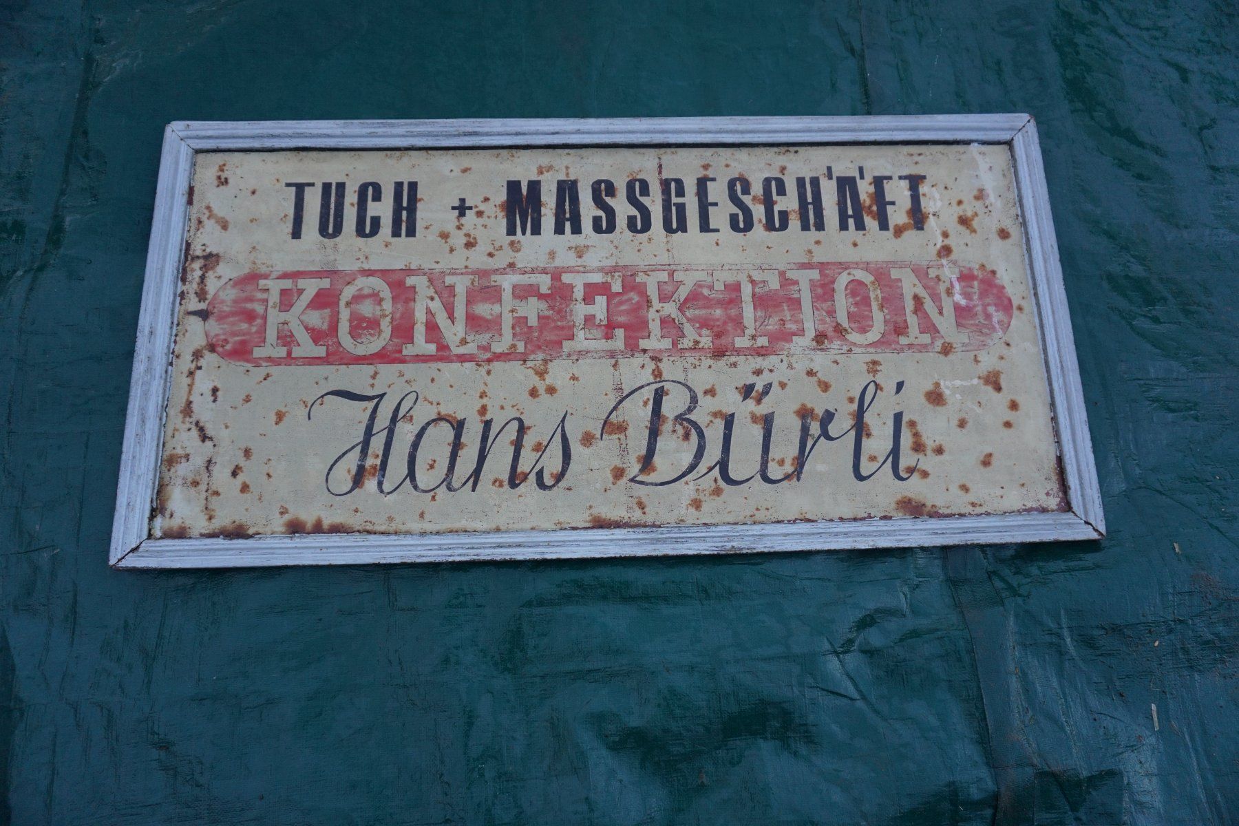 Insegne: Blechschild, Werbeschild mit Rahmen – Usato da Schleinikon venduto da Tabsu