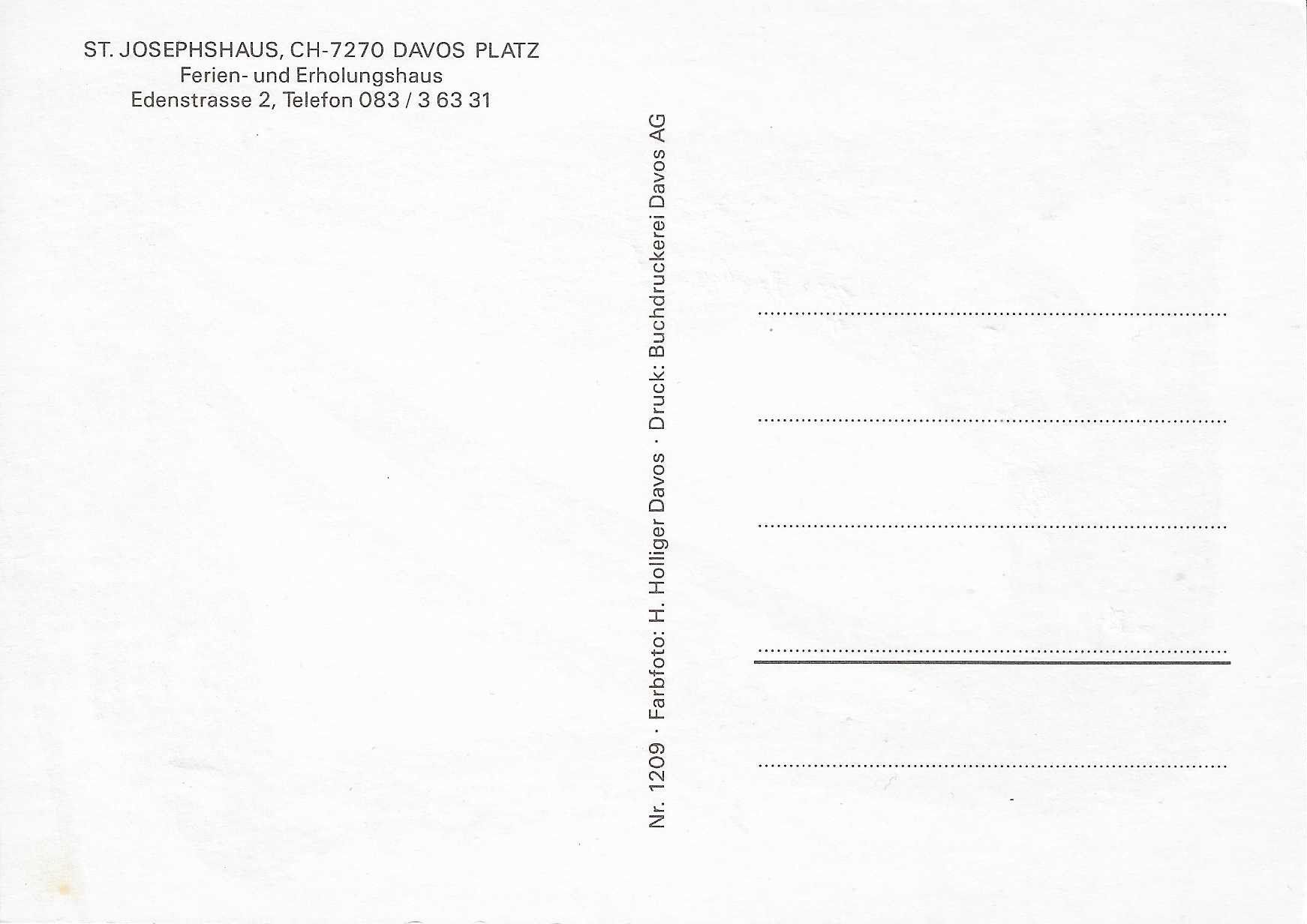 Cartoline postali: St.Josephshaus Davos Platz GR – Nuovo (secondo la descrizione) da Rothrist venduto da Stranglehold 1
