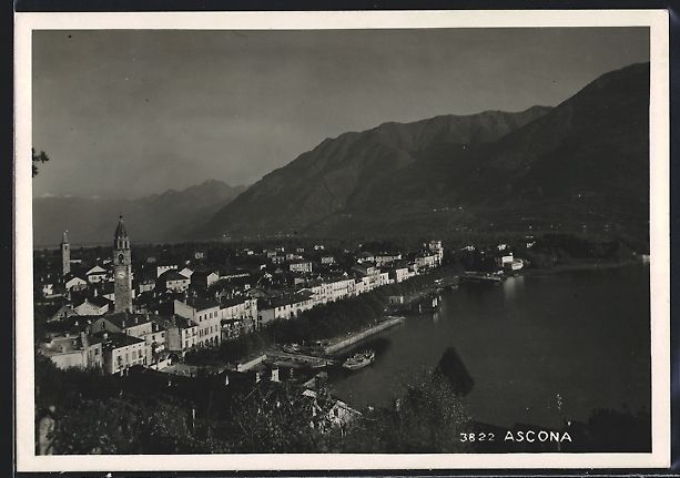 Cartoline postali: AK Ascona, Panorama mit Bergen, 1938 – Usato da Berlin venduto da bartko-reher