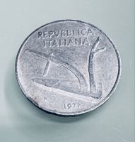 Italien 10 Lire 1971 "Lavoro e Risparmio" Römer Schiff Korn