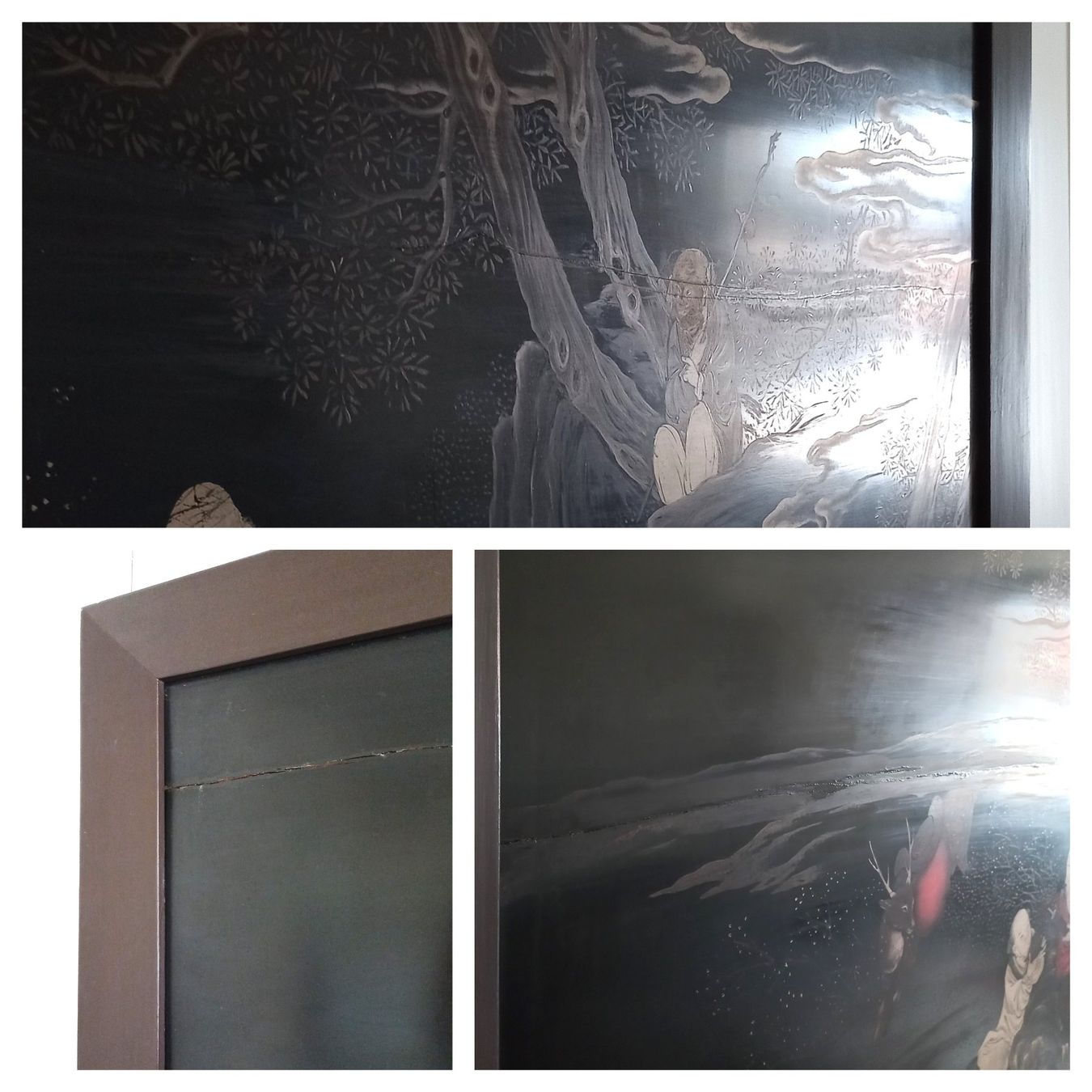 Gemälde: Grosses chinesisches Gemälde, handgemalt auf Holzbrettern – Gebraucht aus Bévilard von Orscha 8
