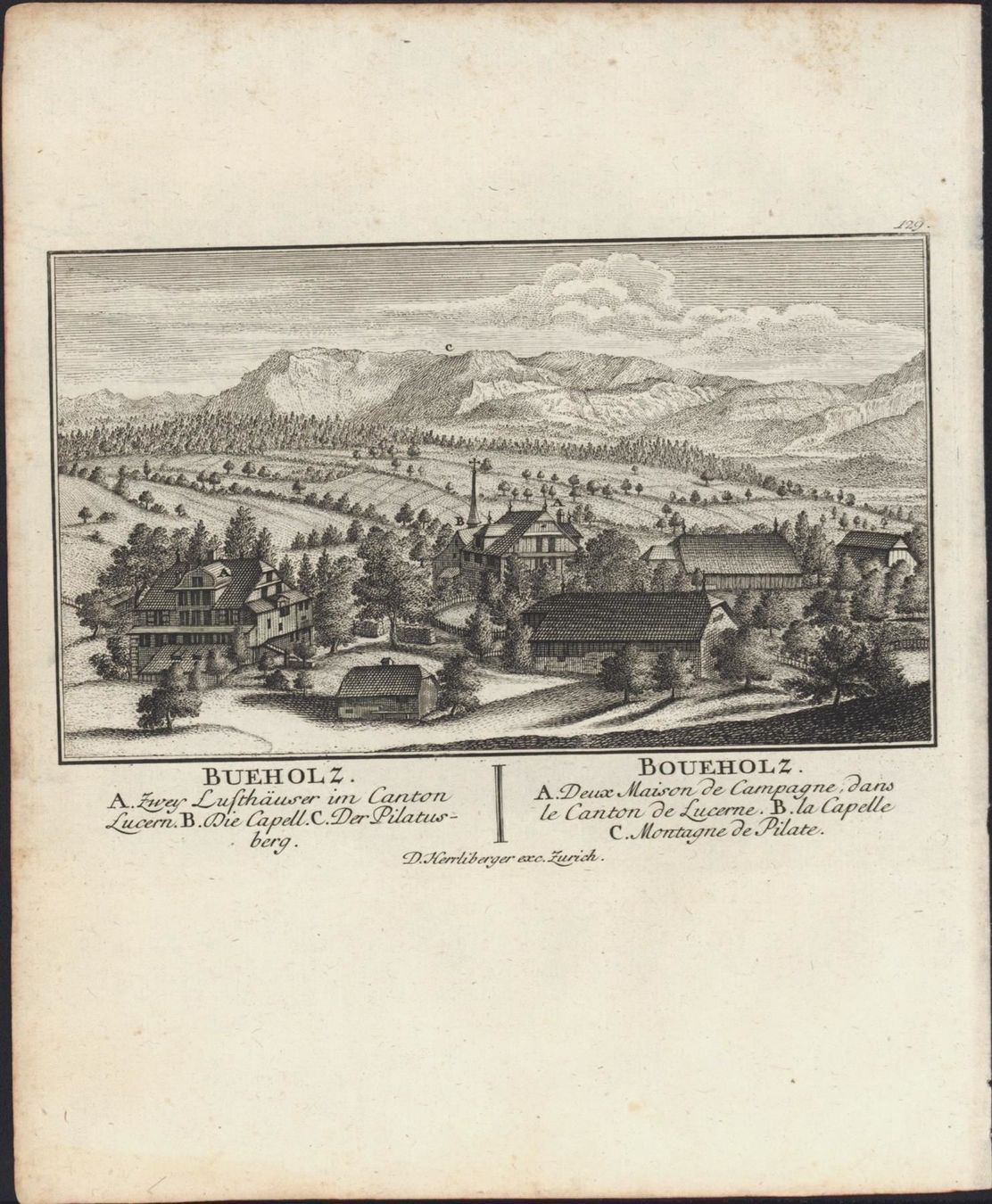 Incisioni: Bueholz von Herrliberger 1754 – Usato da Rafz venduto da Helvet32 1