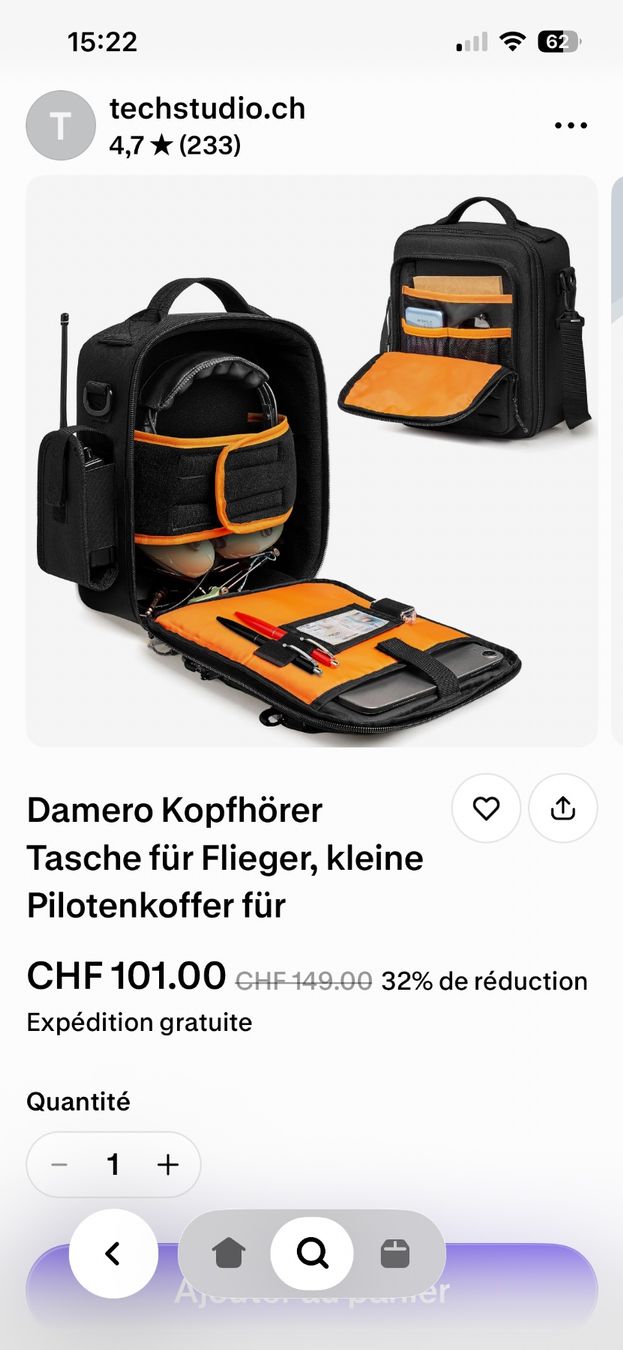Altro in  Abbigliamento & Accessori: Sac de vol pour pilote privé – Nuovo (secondo la descrizione) da lausanne venduto da Jacklamitr