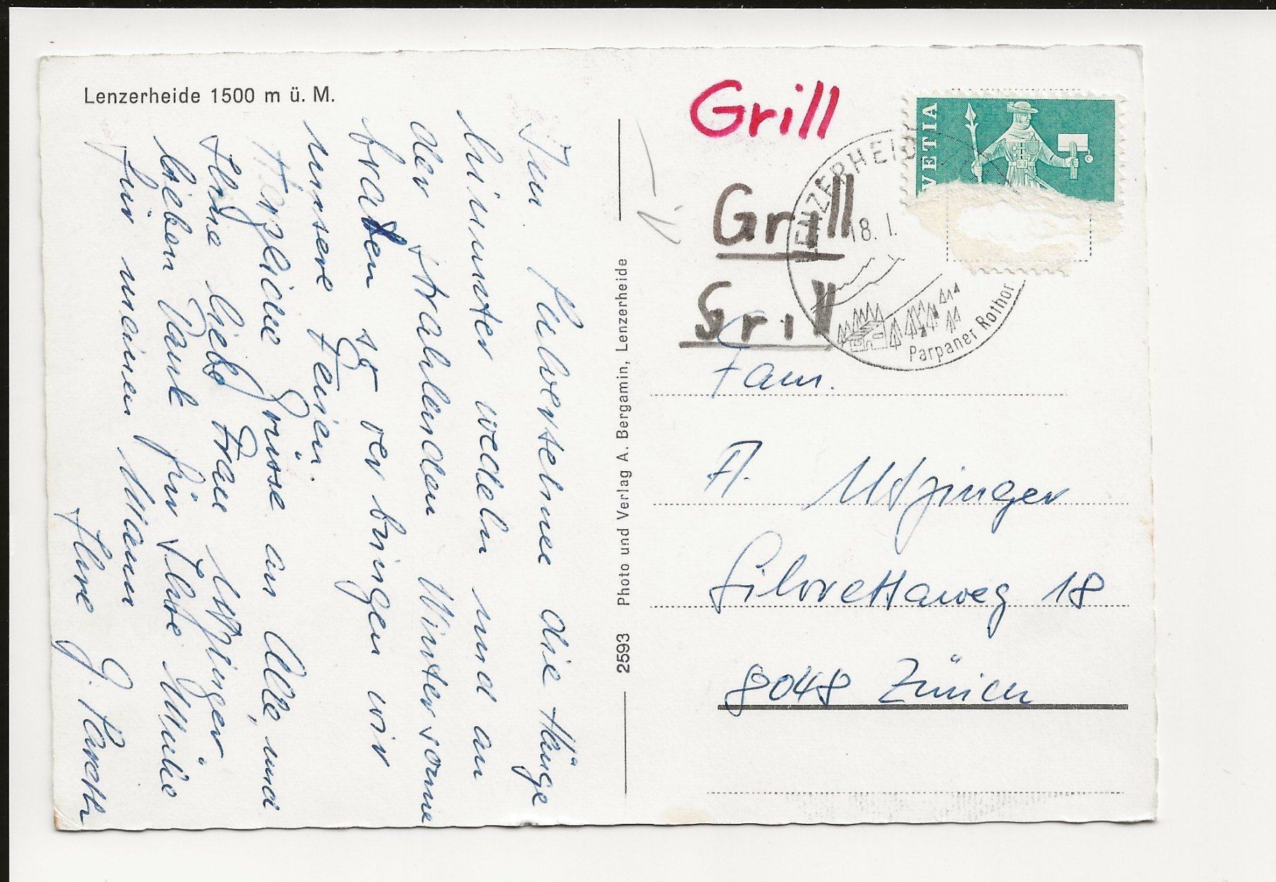 Cartoline postali: AK ca.1965 Lenzerheide im Winter – Usato da Greifensee venduto da 315WDO 1