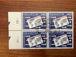 1989 UPU  CH Erstag gest.Viererblock mit Tab  (K102)