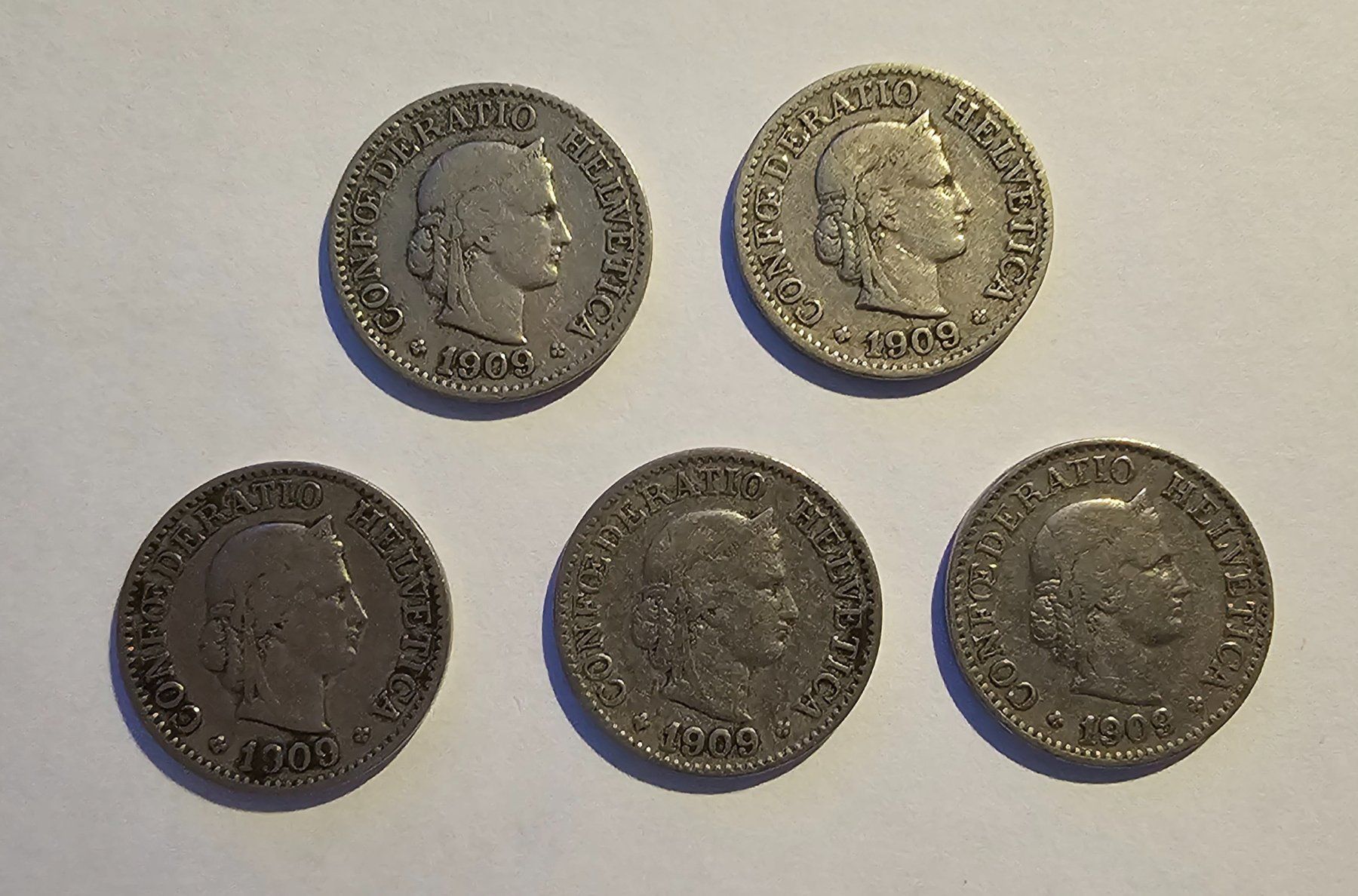 Tutti le monete: 5 Pièces 10 CTS 1909 – Usato da Cortaillod venduto da Titus130