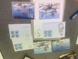 Timbres  avions chasse pièce