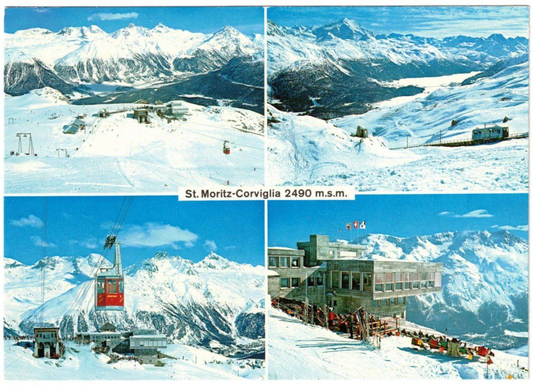Cartoline postali: St. Moritz - 4 Bild AK Corviglia – Usato da Binningen venduto da Mountainrider