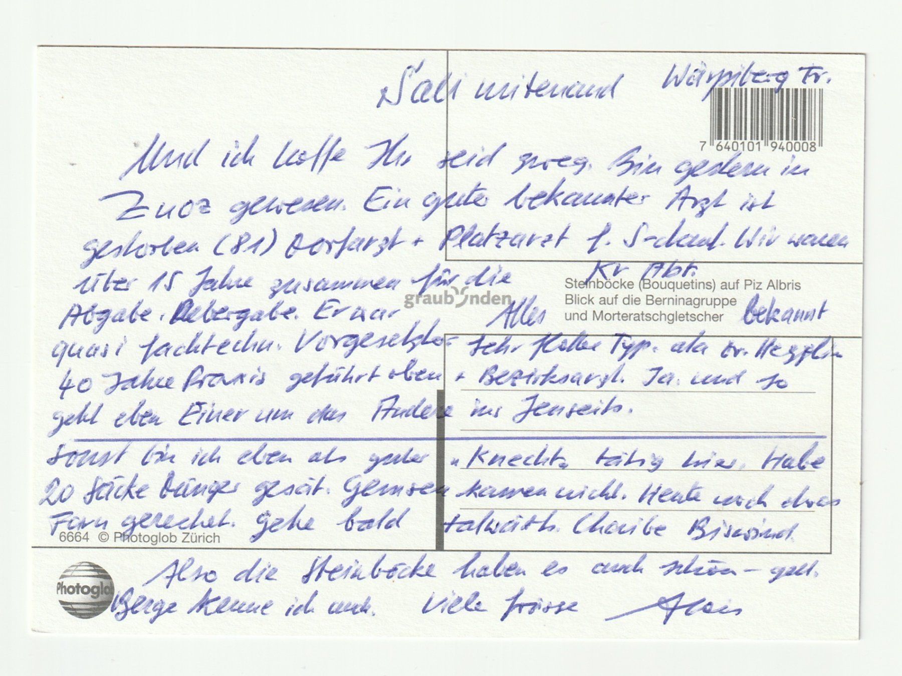 Cartoline postali: Ansichtskarte eines Alpensteinbock im Berninagebirge – Usato da St. Gallen venduto da Ricardo_Deals 1