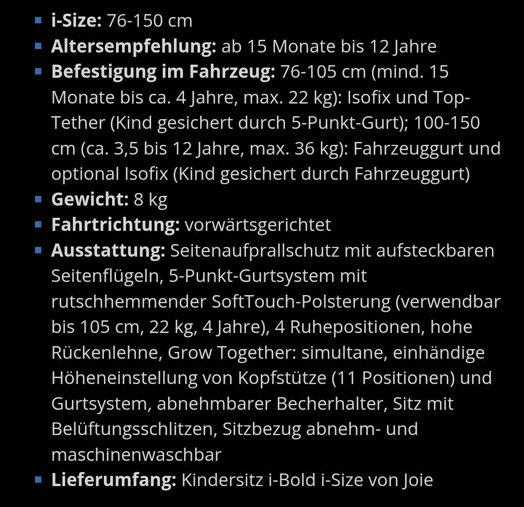 Joie Sièges auto: Joie Kindersitz i-Bold thunder – D'occasion à Luzern par Joaomassano 6