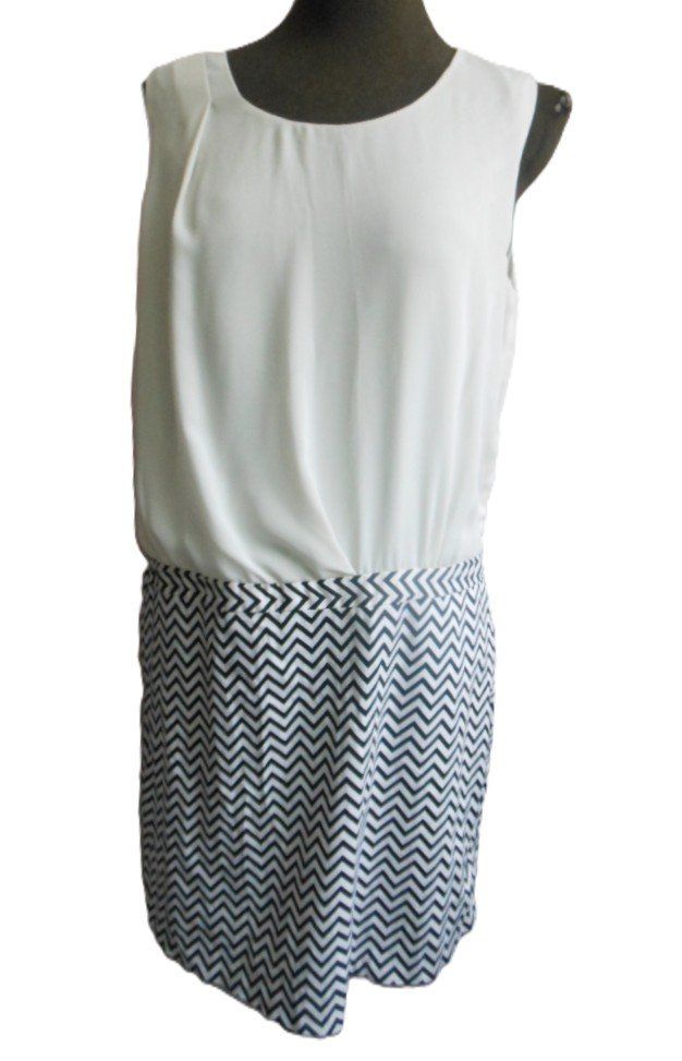 Vestiti: Gr. 42 44 kurzes Kleid creme schwarz weiss PHILDAR – Usato da Basel venduto da frausommerwind 4