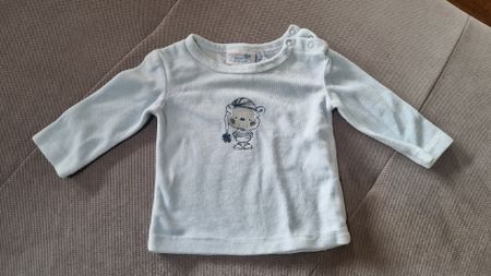 Baby-Shirt Mon Coeur, Gr. 68, hellblau mit Bär, Top Zustand!