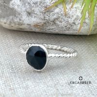 Feiner Silber Ring 925 mit Onyx Grösse 57