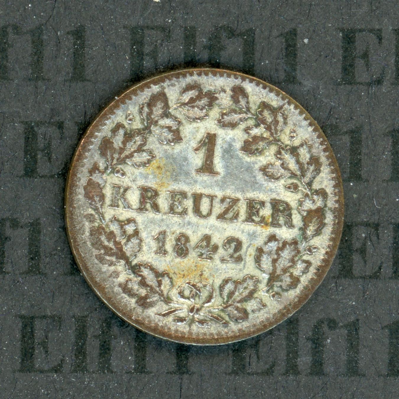 Tutti le monete: DEBAK___1.00 1842 -vz 1 Kreuzer – Usato da Widnau venduto da Elf11