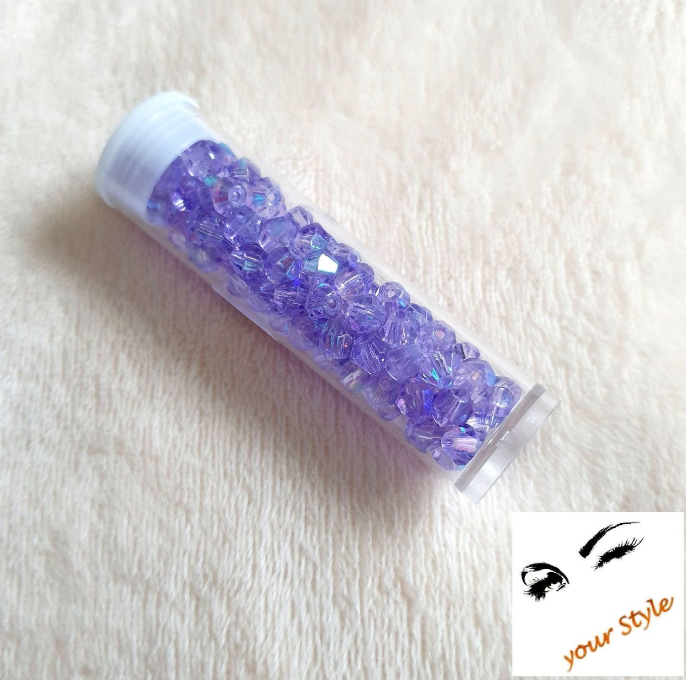 Perle (finte): 50 Stk. Glas- Perlen 4mm lavendel 2x AB – Nuovo e nell'imballaggio originale da Oberglatt ZH venduto da -your-Style- 2