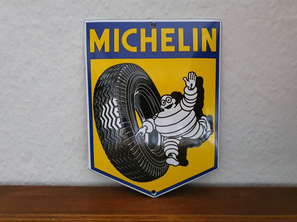 Emailschild Michelin Bibendum Emaille Schild Reklame Vintage 1
