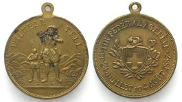 GENF 1887 EIDGEN. SCHÜTZENFEST Medaille v. Lauer Bronze 33mm