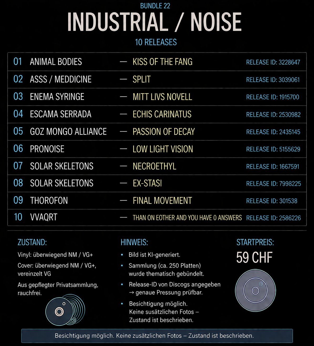 Dischi in vinile: Industrial / Noise Vinyl Bundle – Usato da Zürich venduto da DonDDR