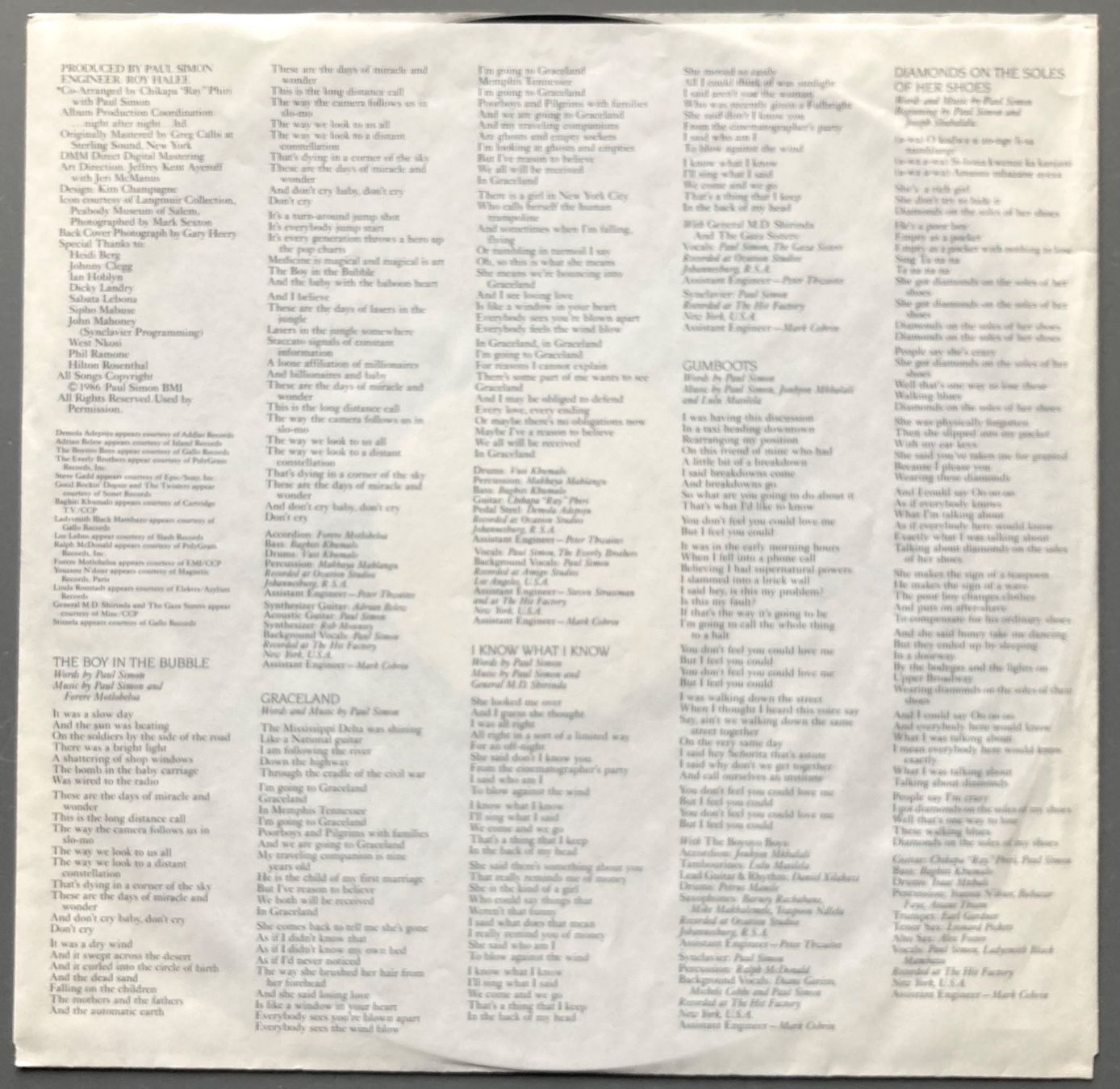 Dischi in vinile: PAUL SIMON - GRACELAND – Usato da Poliez-Pittet venduto da Newtown-Records 2