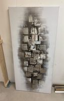 Abstrakte Leinwand Malerei Rechtecke Silber Grau 150x70