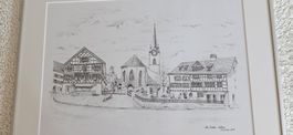 Bleistiftzeichnung Alter Dorfkern Zollikon 2011