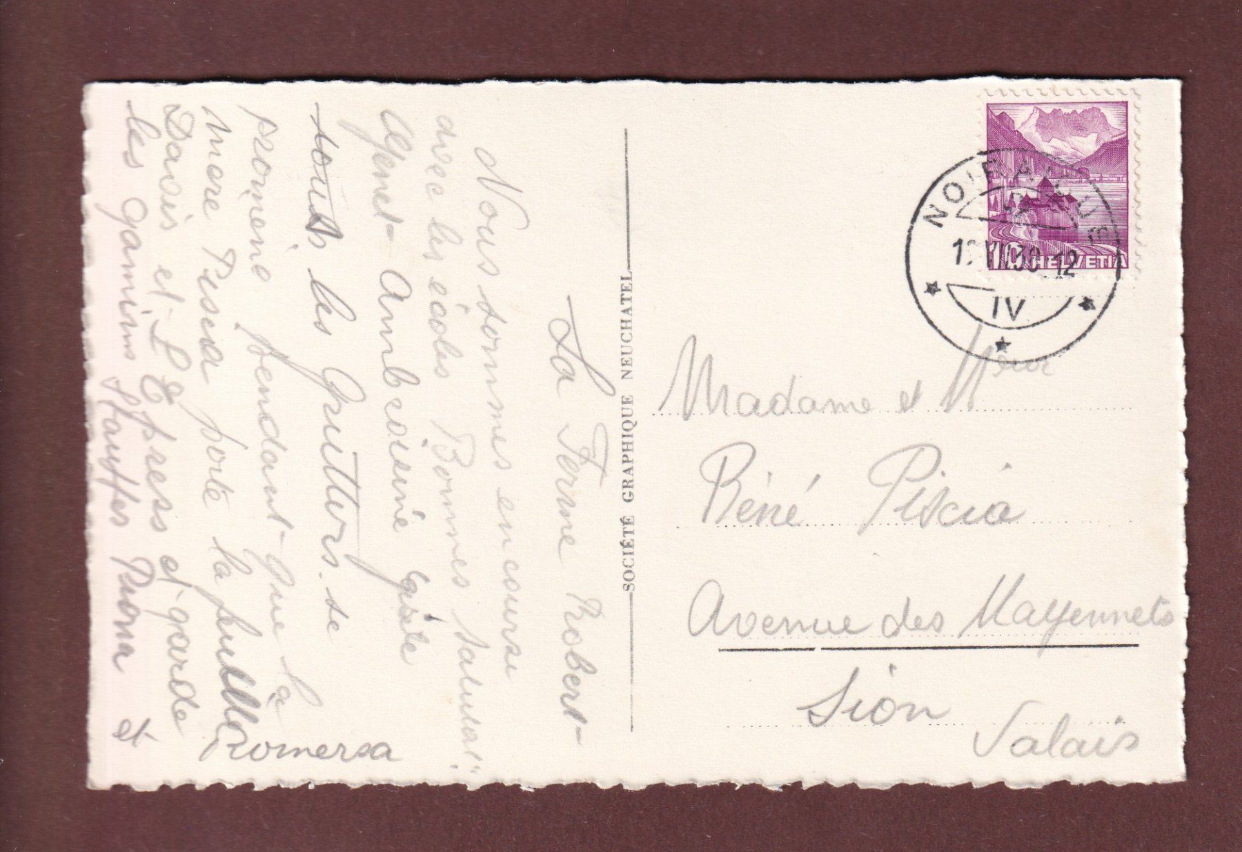 Ansichtskarten: CREUX-DU-VAN - 1938 – Gebraucht aus Pully von nicecards-shop 1
