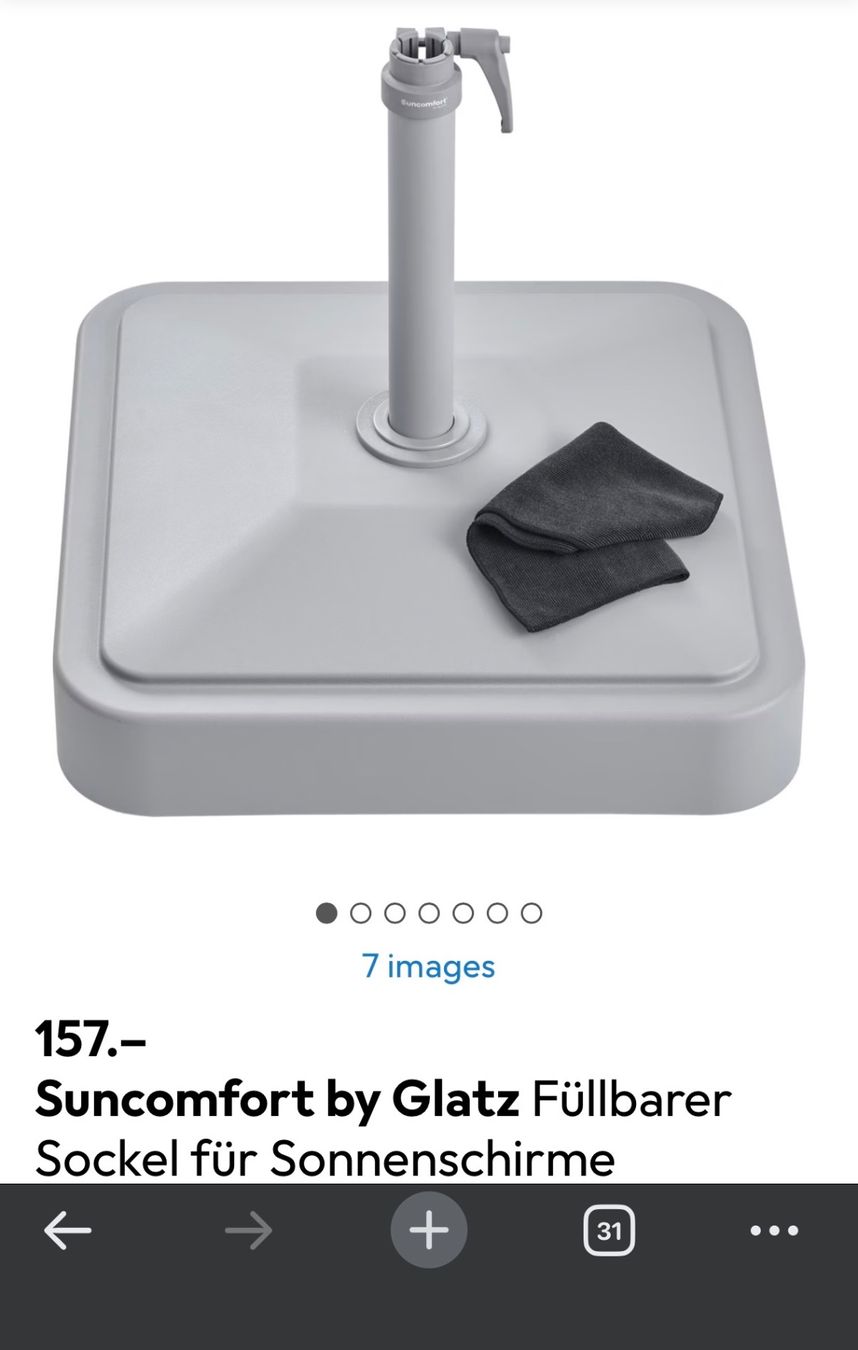 Glatz Sonnenschirme: Parasol with base | Suncomfort by Glatz Flex-Roof – Gebraucht aus Langnau am Albis von busycoder 3