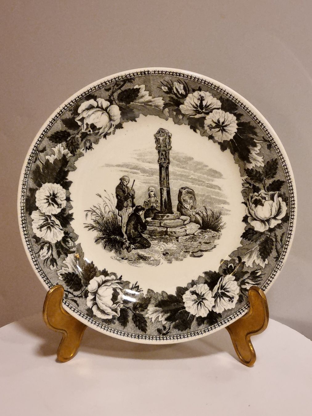 Piatti: 5 antike Zell Teller um 1850 Transferware – Usato da Scharnachtal venduto da devin03 4