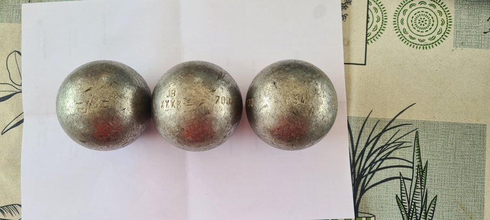 3 Boules De Pétanque Anciennes JB France Acier - Avec Sacoche