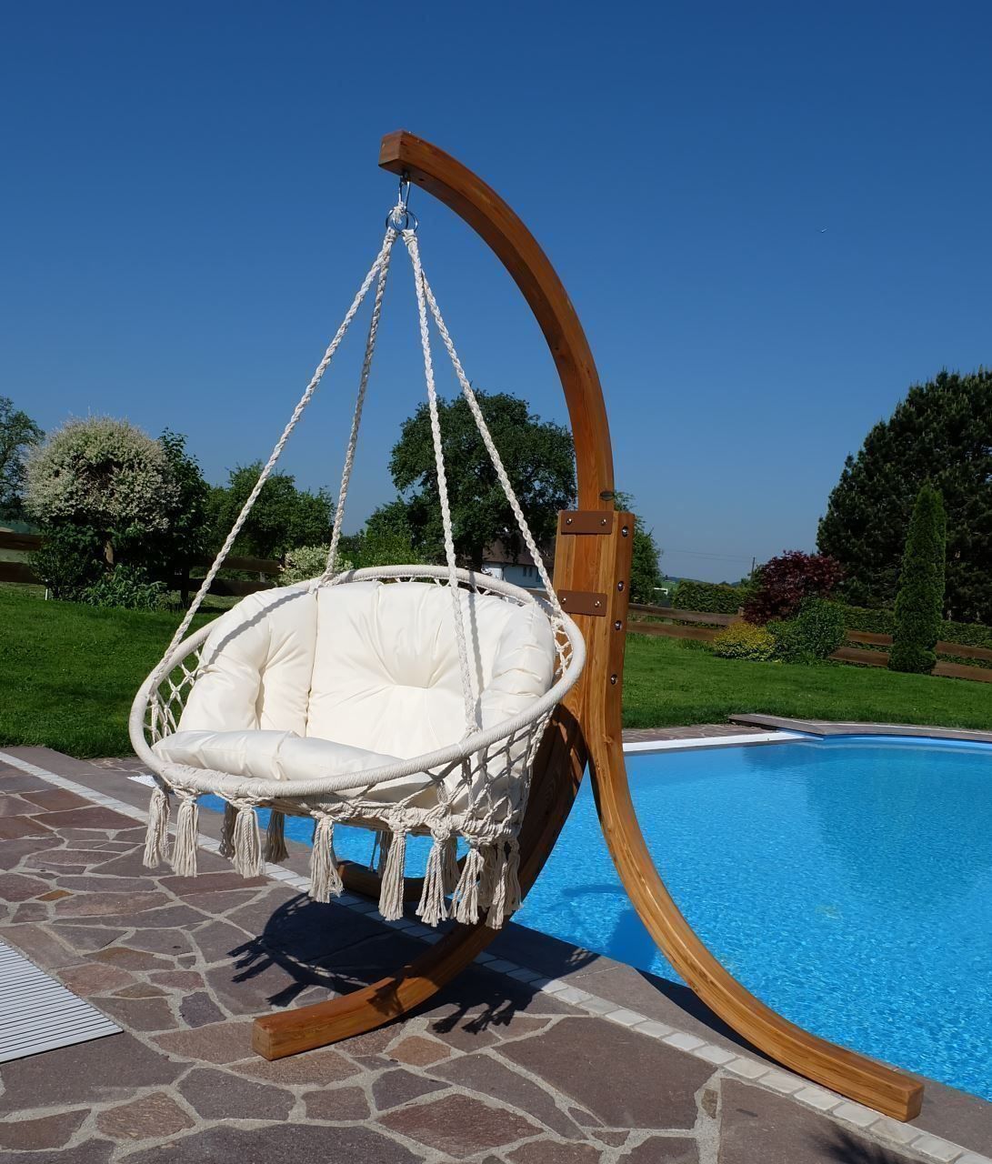 Poltrone pensili da giardino: DESIGN Hängekorb Hängesessel aus Holz – Nuovo e nell'imballaggio originale da Wallenwil venduto da toesstal-vertrieb 3