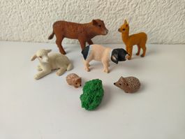 Schleich Bauernhof Wald Sammlung Set Igel Schwein Lamm Kuh