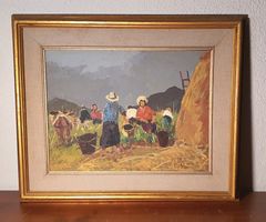 Oelbild von R. Montelli  Arbeit auf dem Feld