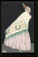 Mela Köhler: Elegante Dame mit bestickt