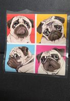 Bügelbild Mops Motiv bunt quadratisch neu