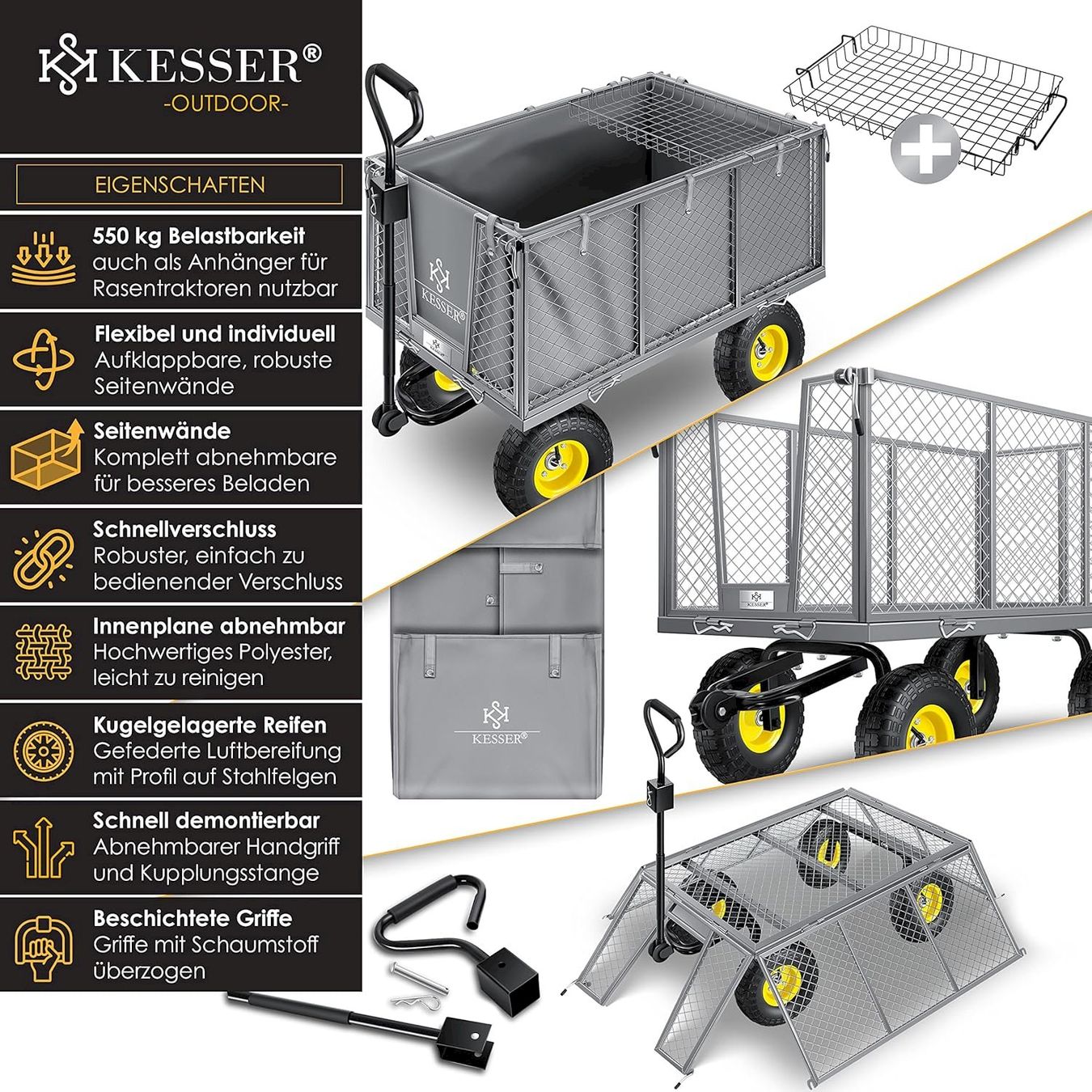 Altro in Utensili da giardino: KESSER Bollerwagen 550kg GRAU – Nuovo e nell'imballaggio originale da Bottighofen venduto da zaap 1