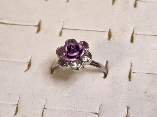 Anelli: Bague Argent Rose Violette Strass ajustable – Nuovo (secondo la descrizione) da Territet venduto da Cenh 2
