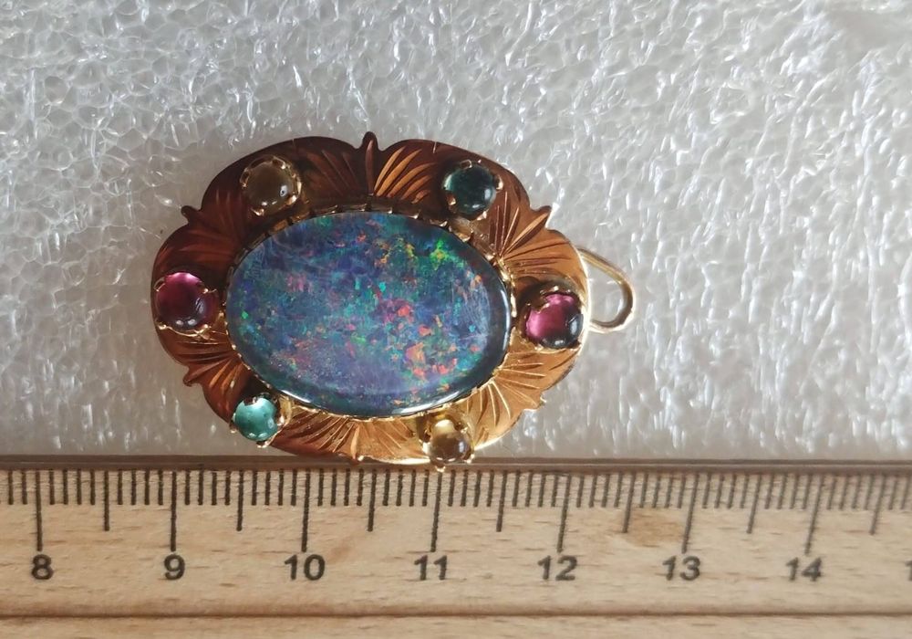 Brosche-Anhänger 18 K mit Opal 2