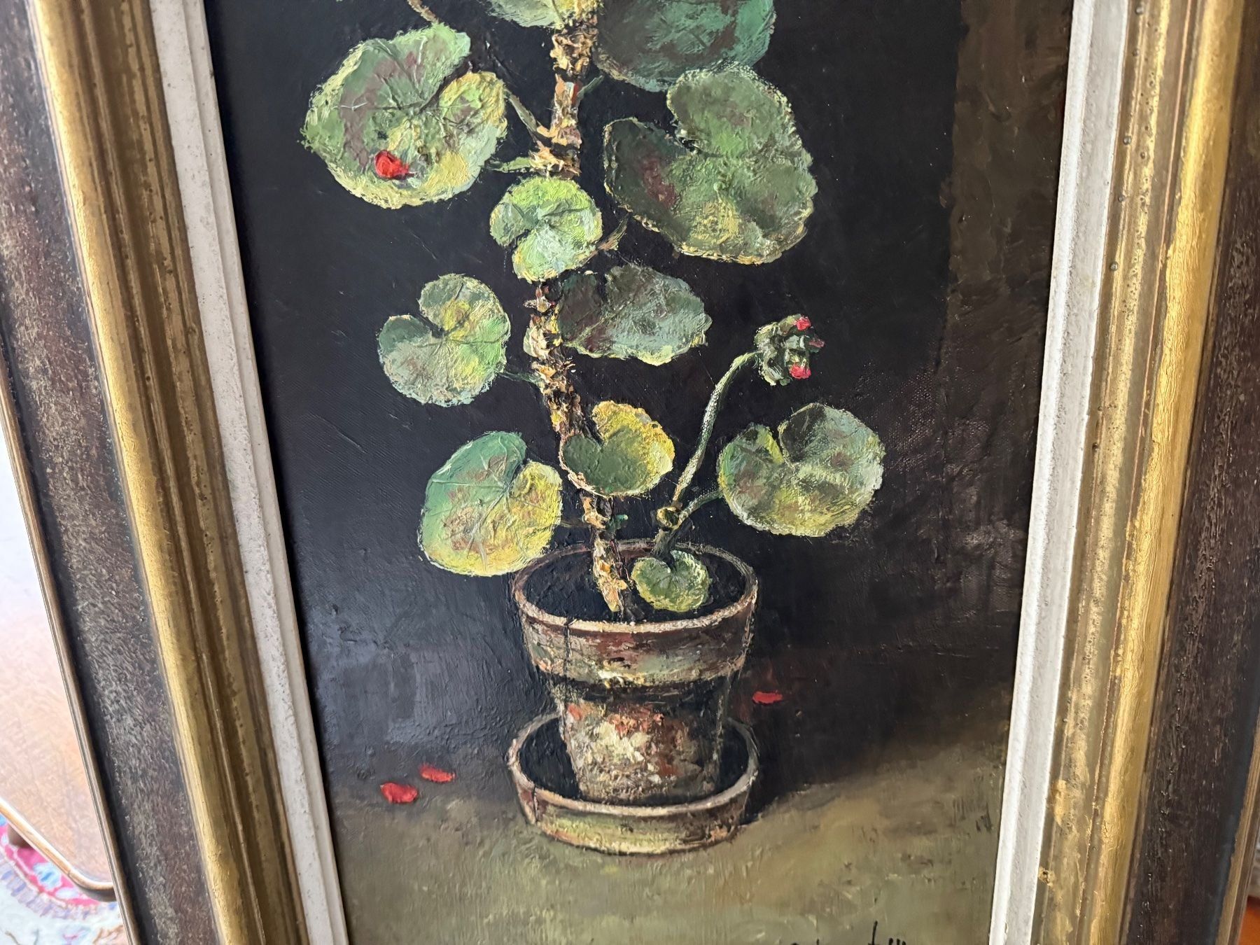 Dipinti: MAX CLEMENT Oelgemälde Geranien signiert – Usato da Basel venduto da Kaffee_und_Kunst 2