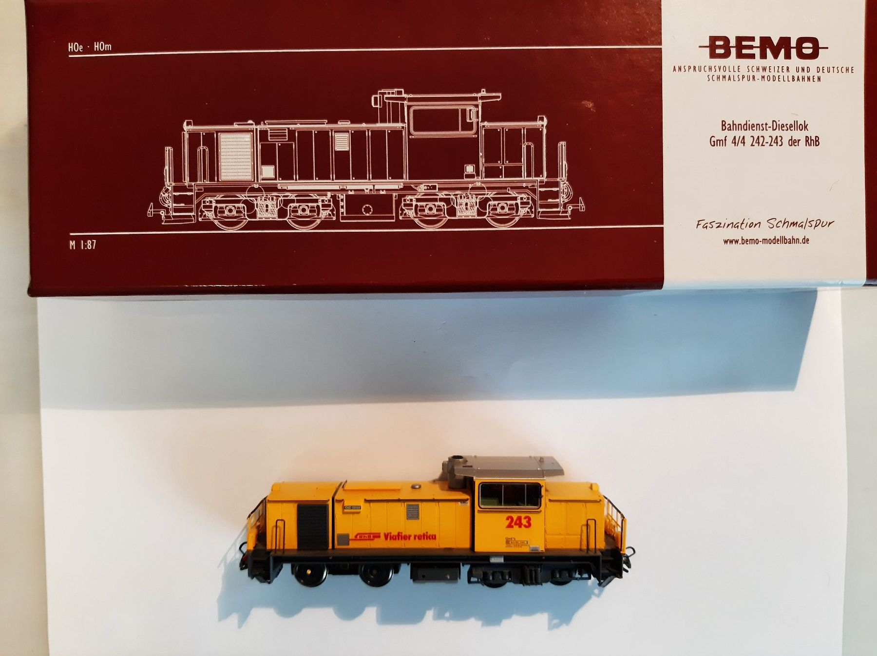 Bemo H0m 1389 103 RhB Gmf 4/4 243 Bahndienst-Diesellok Sound
