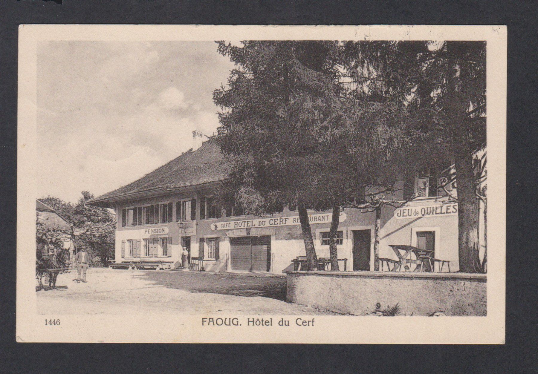 Cartoline postali: Faoug   VD   :   alte Ansichtskarte vom Hotel du Cerf 1925 – Usato da Vitznau venduto da Ropaku