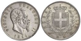 Italien, 5 Lire 1864 Napoli (01)