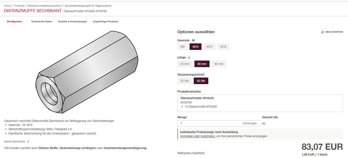 Hilti Quincaillerie: Langmutter, Distanzmuffe M10x30 – Neuf avec emballage d'origine à Weite par Zigiprc 2