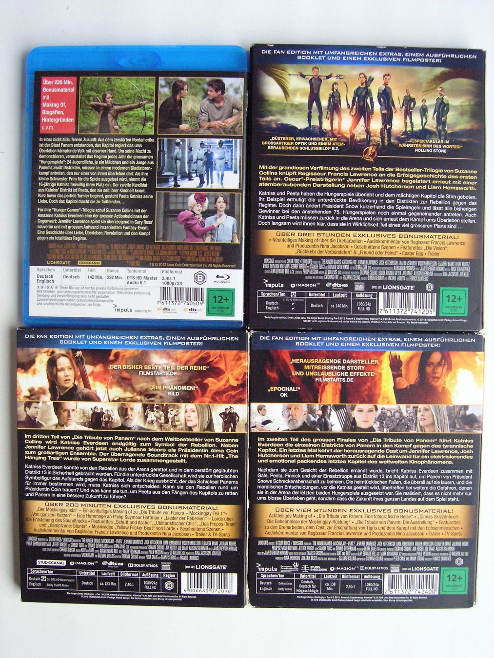 Tutti i DVDs: Die Tribute von Panem/ Mockingjay 1-4 Bluray-Collection – Usato da Zuzwil SG venduto da vette13 1