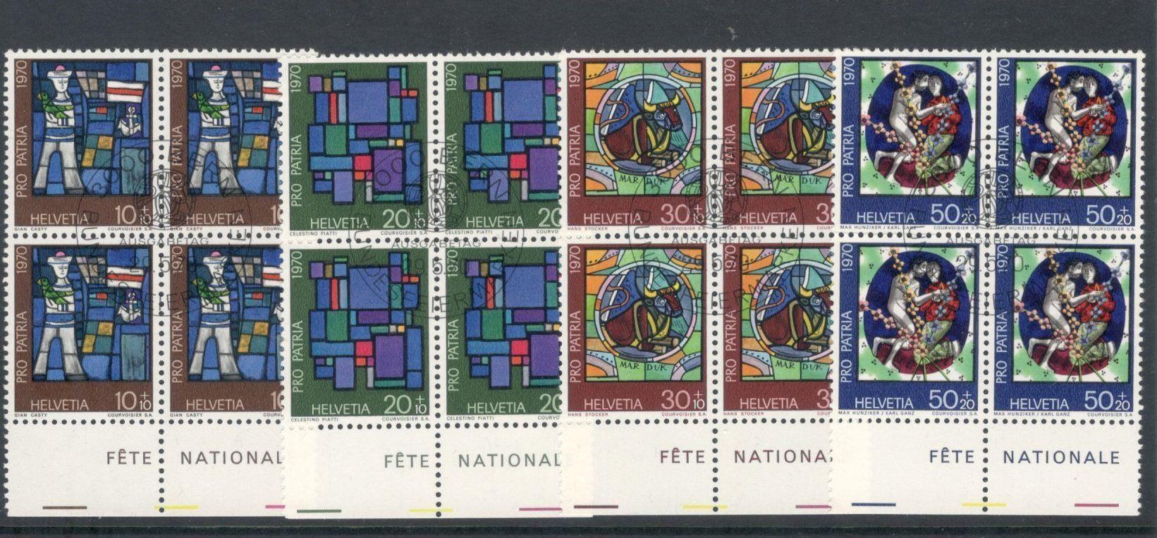 Tutti i francobolli: CH Viererblöcke Pro Patria 1970, o FDC – Usato da Lupfig venduto da Luchsi5