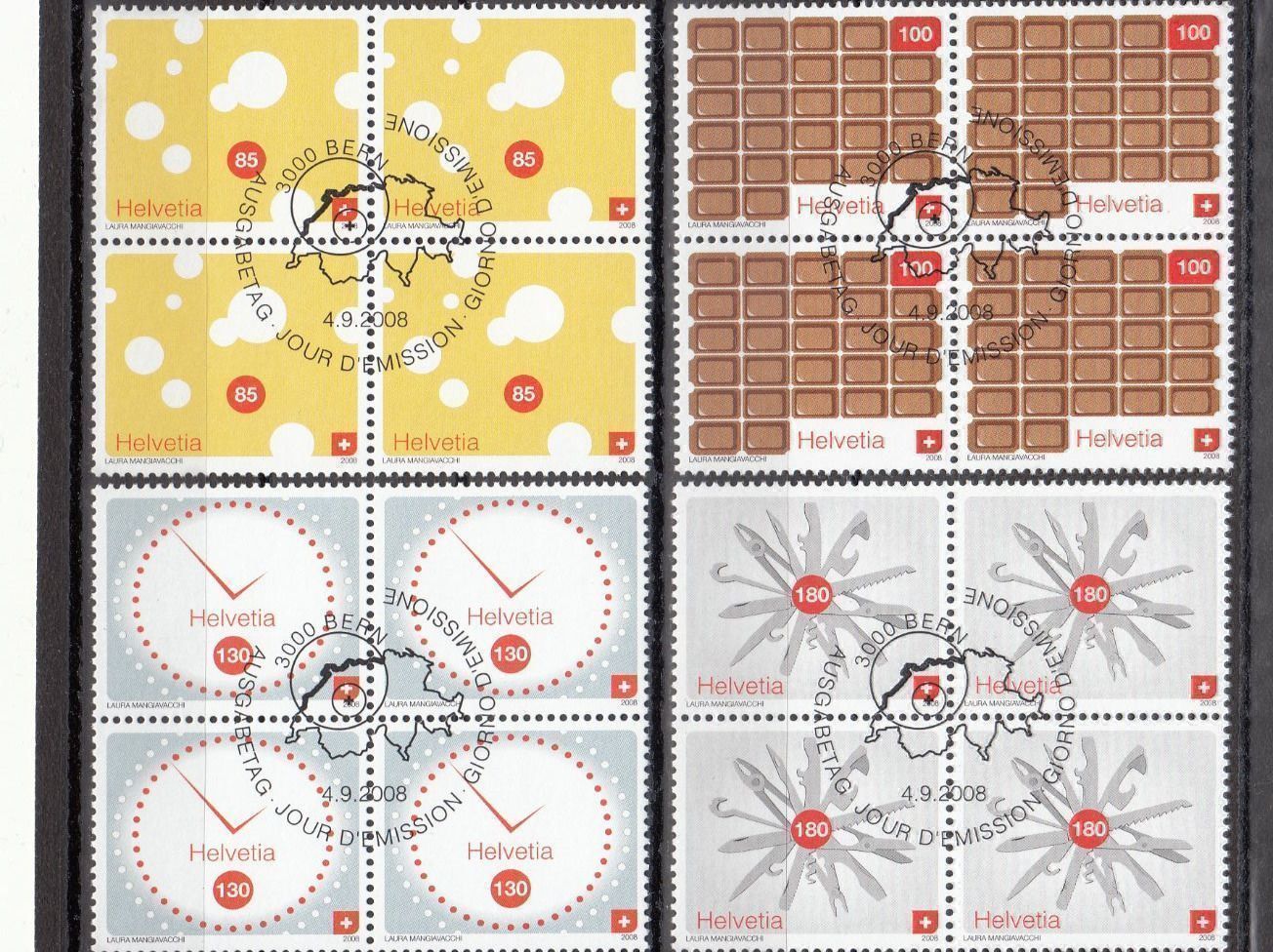 Alle Briefmarken: SBK 1284 - 1287 im 4er-Block mit ET – Gebraucht aus Bürglen TG von StampGraf