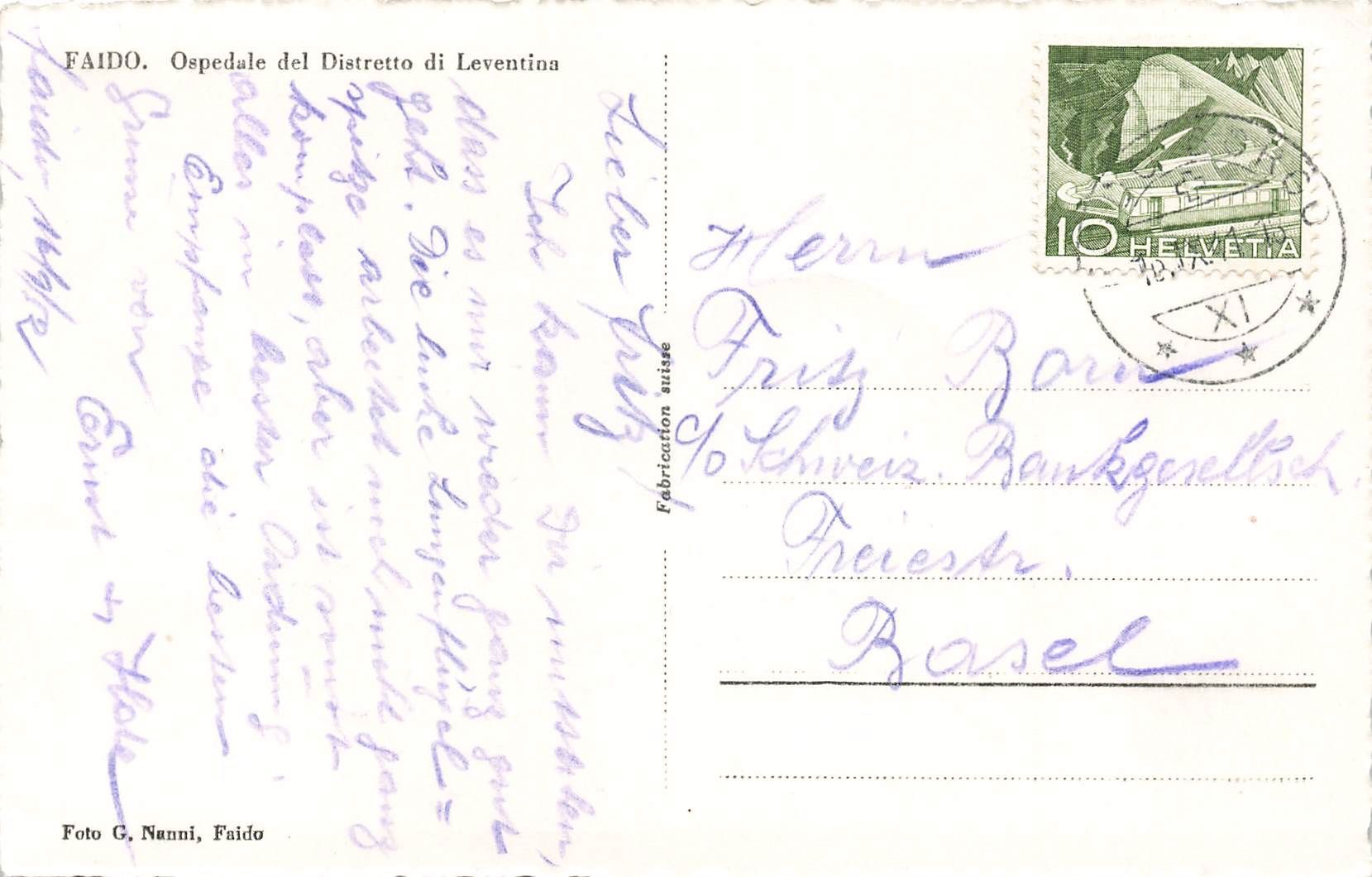 Cartoline postali: Faido ospedale leventina – Usato da Biasca venduto da Blenio71 1