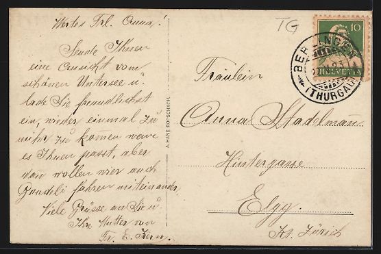 Cartoline postali: Berlingen, Ortsansicht mit Gewässer von – Usato da Berlin venduto da bartko-reher 1