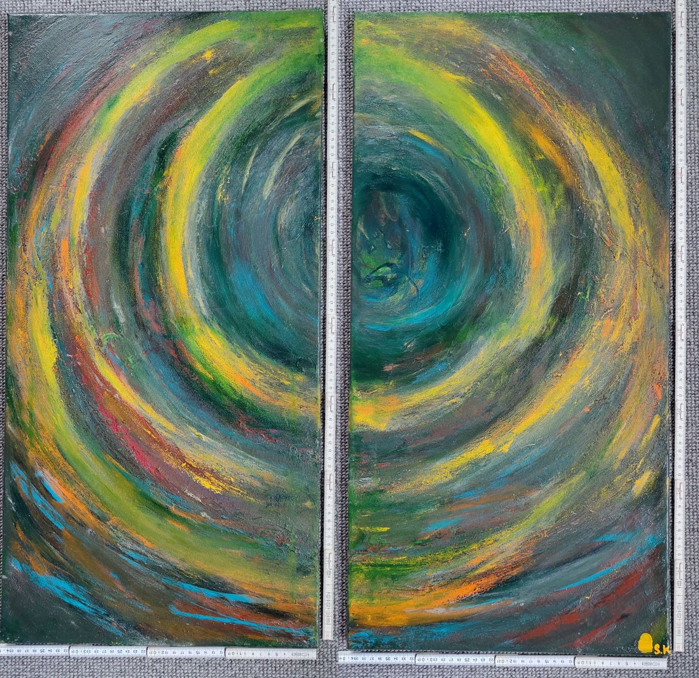 Dipinti: 2x Abstraktes Acrylbild, handgemalt 40x80cm – Usato da Ballwil venduto da bom_ar