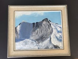 Tableau peinture montagne signée M. Groux cadre inclus